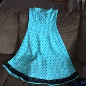 Green and black polka dot dress